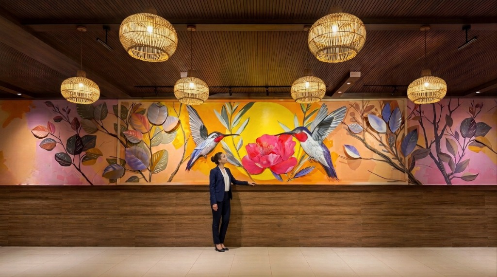The Alchemy of Joy: A Story of Happiness - Mural installation at Food Villa, Jorhat by Livingart™